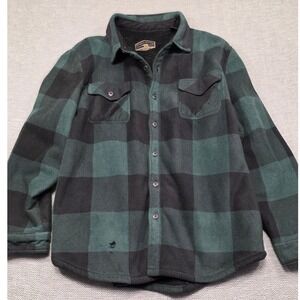 Freedom Foundry Mens XXL Green Black Buffalo Plaid Sherpa Lined Fleece Shacket